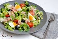 Tuna Salad Cabbage Arugula Oil Pepper Tomatoes Cherry Eggs Royalty Free Stock Photo