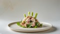 Tuna salad with celery and onions served on a light plate Royalty Free Stock Photo