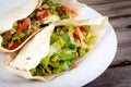 Tuna salad pita sandwich closeup