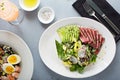 Tuna salad with sliced avocado Royalty Free Stock Photo