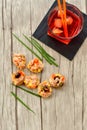 Tuna salads on bread and Aperol Spritz Royalty Free Stock Photo