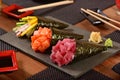 Three temaki sushis Royalty Free Stock Photo