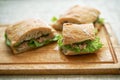 Tuna sandwich with lettuce