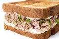 Tuna sandwich with mayo and vegetables isolated on whtie background Royalty Free Stock Photo