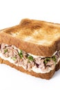 Tuna sandwich with mayo and vegetables isolated on whtie background Royalty Free Stock Photo