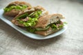 Tuna sandwiches with lettuce