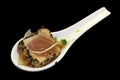 Tuna sashimi with sesame seed in white spoon