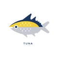 Tuna, sea fish geometric flat style design vector Illustration Royalty Free Stock Photo