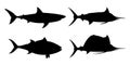 Sea fishes graphic icons set