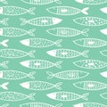 Tuna seamless pattern vector decorative white fish set Royalty Free Stock Photo