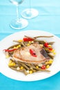 Tuna steak prepared whith vegetables