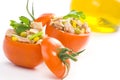 Tuna stuffed tomato celery corn soya bean Royalty Free Stock Photo