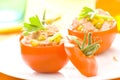 Tuna stuffed tomato celery corn soya bean Royalty Free Stock Photo