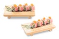 Tuna sushi roll, japanese food isolated with clipping path.