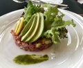 Tuna Tarta, Avocado Slices with green