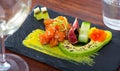 Tuna tartare with avocado and piquant mango sauce