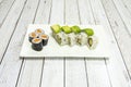 Tuna Uramaki with Salmon and Avocado, Norwegian Salmon Maki