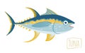 Tuna, vector cartoon illustration Royalty Free Stock Photo