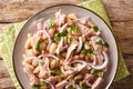 Tuna and white bean salad close-up in a plate. horizontal top view Royalty Free Stock Photo