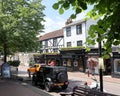 Tunbridge Wells street with smart shop fronts.