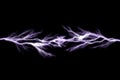 Thunder lightning bolts isolated on black background, abstract electric concept