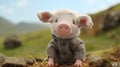 Tundra Felt Stop-motion Pig In 4k With Shallow Depth Of Field