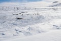 Tundra landscape created by the wind - Fjell landscape on a stormy freesing cold winter day in Norway