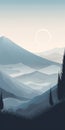 Tundra Minimalist Mountain Landscape In Boho Art Style