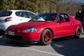 Tuned and improved red Honda CRX Del Sol car