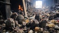 Tunel streets, lots of rats eating leftover food, piles of rubbish, small and large rats Generate AI