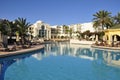 Tunesia: The giant pool of the `Le Residence` Hotel in Tunis City,