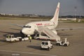 Tunesia: Tunis Air aircraft at Tunis airport Royalty Free Stock Photo