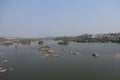 Tungabhadra River - flowing through Hampi, Karnataka - India tourism - Heritage - blue landscape