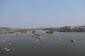 Tungabhadra River - flowing through Hampi, Karnataka - India tourism - Heritage - blue landscape