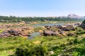 Tungabhadra river near ancient Hampi ruins, Hampi, Karnataka, India