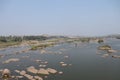 Tungabhadra River - flowing through Hampi, Karnataka - India tourism - Heritage - blue landscape