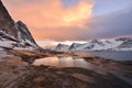 Tungeneset Beach at Sunset, Senja Island, Troms County Royalty Free Stock Photo