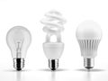 Tungsten, fluorescent and LED bulbs Royalty Free Stock Photo