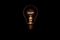 Tungsten light bulb on black background. Royalty Free Stock Photo