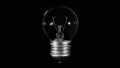 Tungsten light bulb lamp blinking over black, macro, loop ready