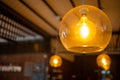 tungsten light bulbs inside retro cafe Royalty Free Stock Photo
