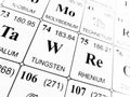 Tungsten on the periodic table of the elements Royalty Free Stock Photo