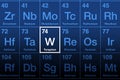 Tungsten, or also wolfram, on the periodic table of the elements Royalty Free Stock Photo