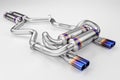 Tuning exhaust system for a sports car. Car muffler, exhaust silencer.
