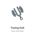 Tuning fork outline vector icon. Thin line black tuning fork icon, flat vector simple element illustration from editable music Royalty Free Stock Photo