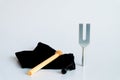Tuning fork in sound therapy or tunning musical instruments Royalty Free Stock Photo