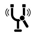 A vibrating tuning fork glyph icon, sound waves, physics, and music education Royalty Free Stock Photo