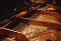 Tuning Your Piano. Close-up view of hammers, strings and pins inside the piano. Musical instruments Royalty Free Stock Photo