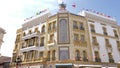 Tunis, Tunisia - 06 June 2018: Facade tourist Hotel Roayl Victoria in Tunis city. Flags of different countries waving on