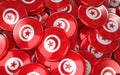 Tunisia Badges Background - Pile of Tunisian Flag Buttons.